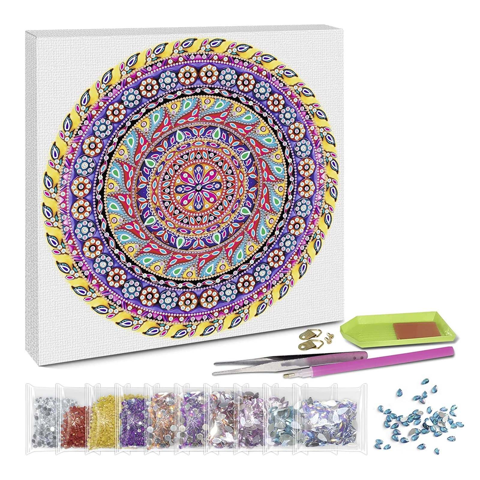 Diamantové malování - mandala fialovozluta